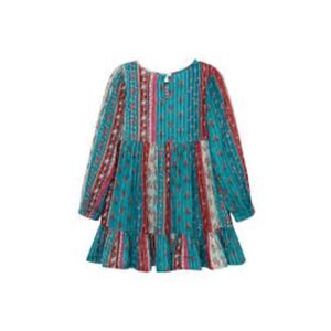 Peek Mixed Florals Metallic Dress Long Sleeve Sparkles Multicolor Big Girls 8